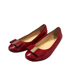 Kate Spade Red Patent Leather Flats with Bow Detail 8.5